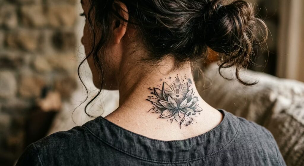 The Cosmic Third Eye Hum_ A Lotus Tattoo that Feels Spiritual and Artistic