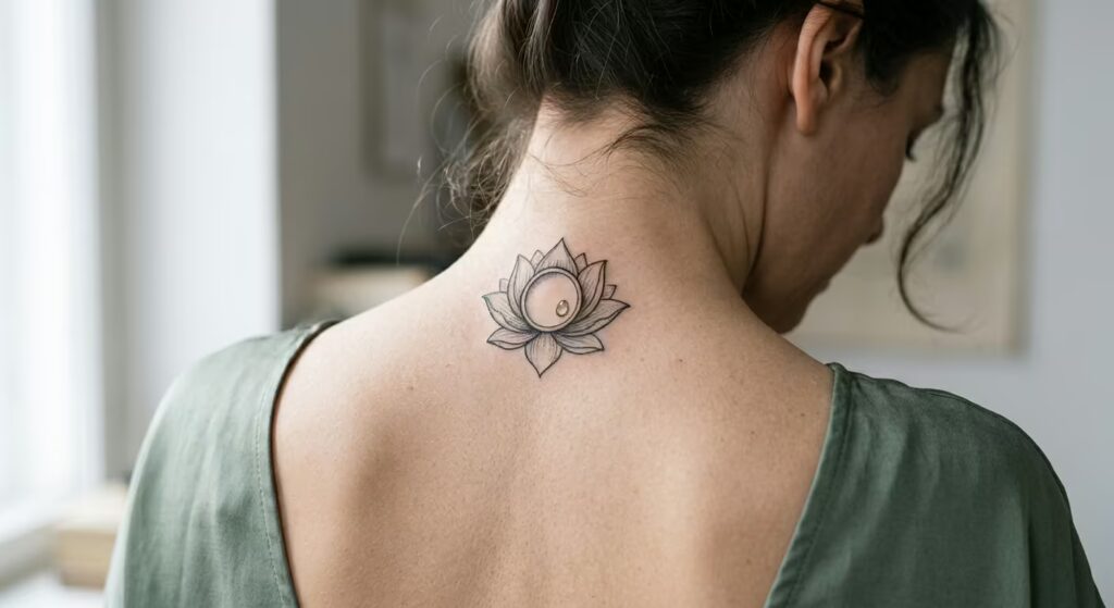 The Dewdrop Mirror_ A Lotus tattoo that feels spiritual and artistic