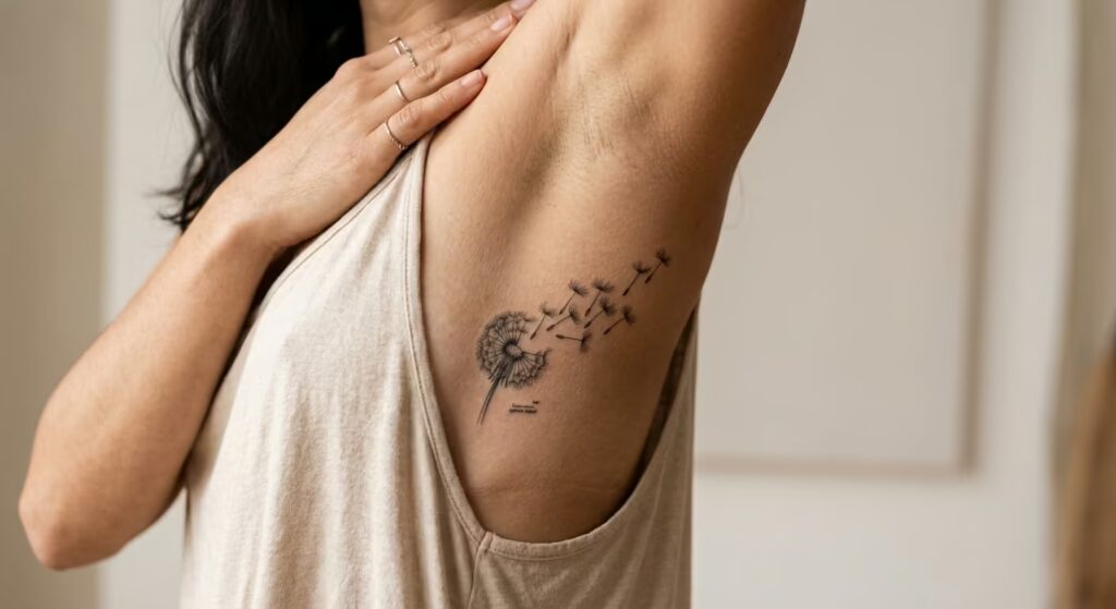 The Dispersing Achene_ A Kinetic Scientific Illustration Tattoo that Represent Change and Growth