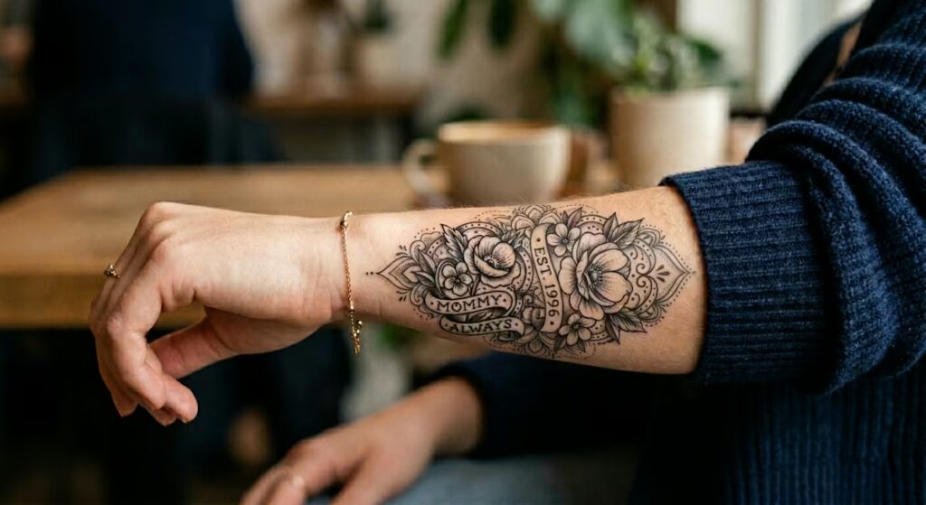 The Floral Embrace_ A Unique Mommy Tattoo  for a Grown Daughter