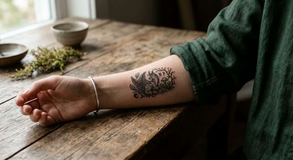 The Folklore Fern Inner Arm Tattoo