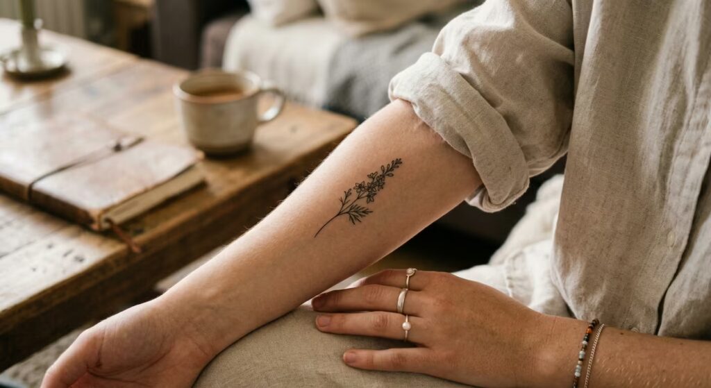 The Heirloom Stem Inner Arm Tattoo