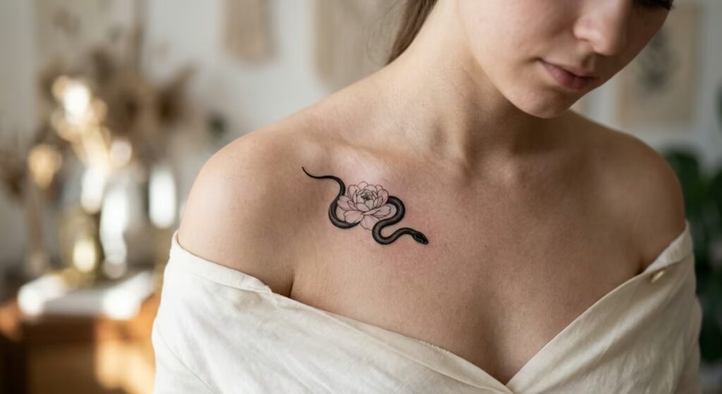 The Obsidian Whisper Shoulder Feminine Tattoo