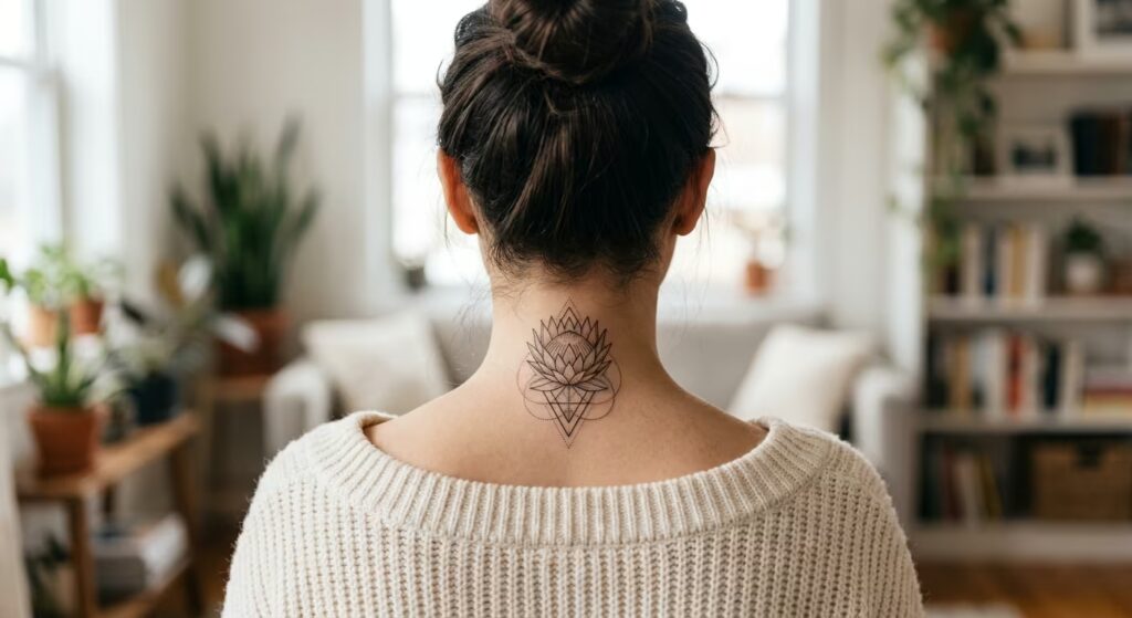 The Sovereign Spark_ A Sacred Geometry Protea Tattoo Representing Change and Growth