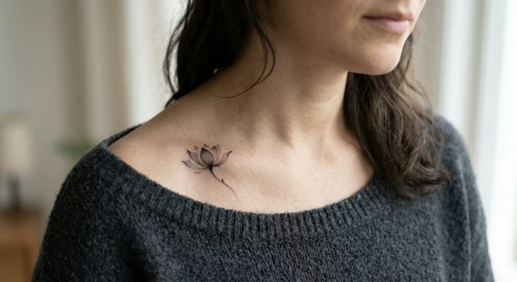 The Whispered Prayer_ An Ethereal Sumi-e Lotus Tattoo that feels Spiritual and Artistic