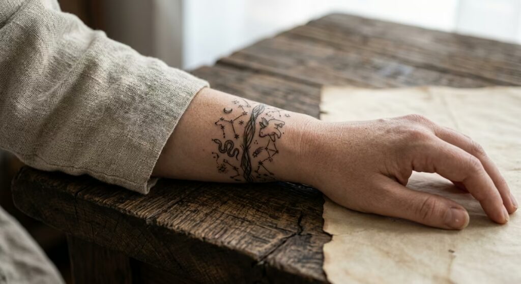 Woven Star Chart Constellation Bracelet Tattoo