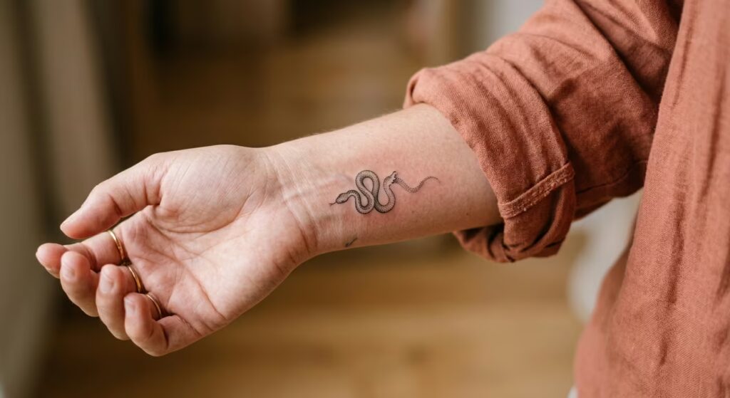 Unfurling Resilience_ The Stippled Snake Shedding Skin Tattoo that Represent Change and Growth