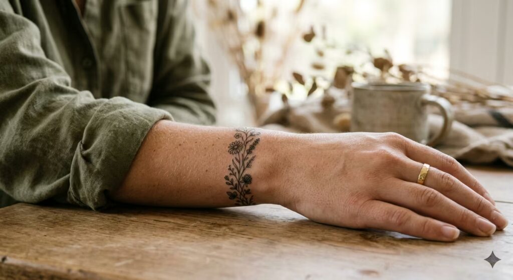 Wildflower Meadow Bracelet Tattoo Ideas