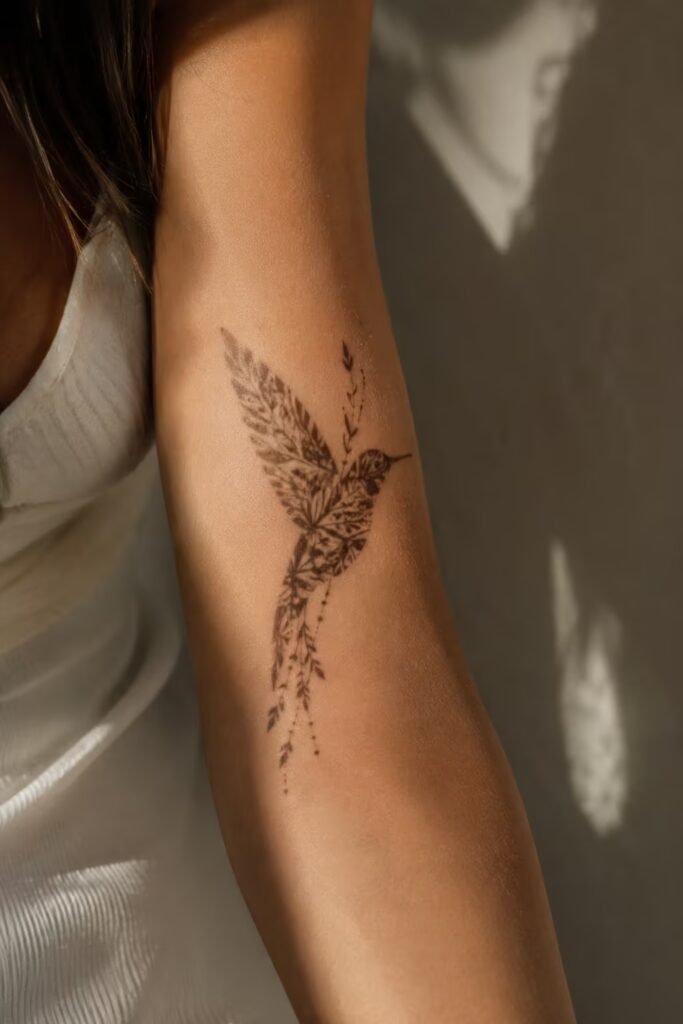 Shadow Of Joy Abstract Silhouette Hummingbird Tattoo
