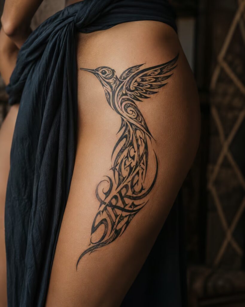 Tribal Strength Hummingbird Tattoo