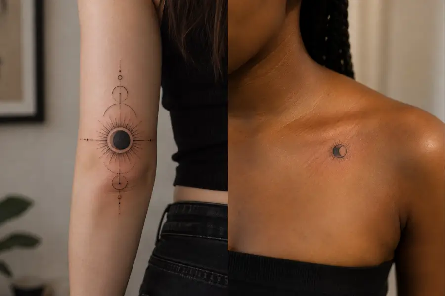 15 Eclipse Tattoo Ideas for Women, With Meanings for Each Design