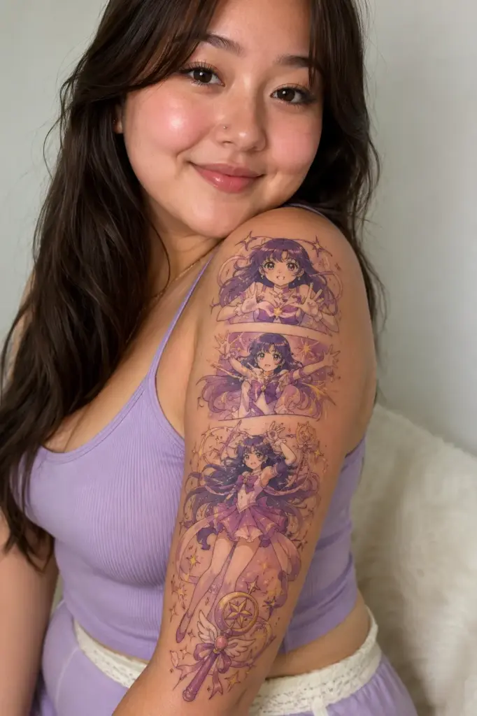 Celestial Magical Girl Upper Arm anime Tattoo ideas