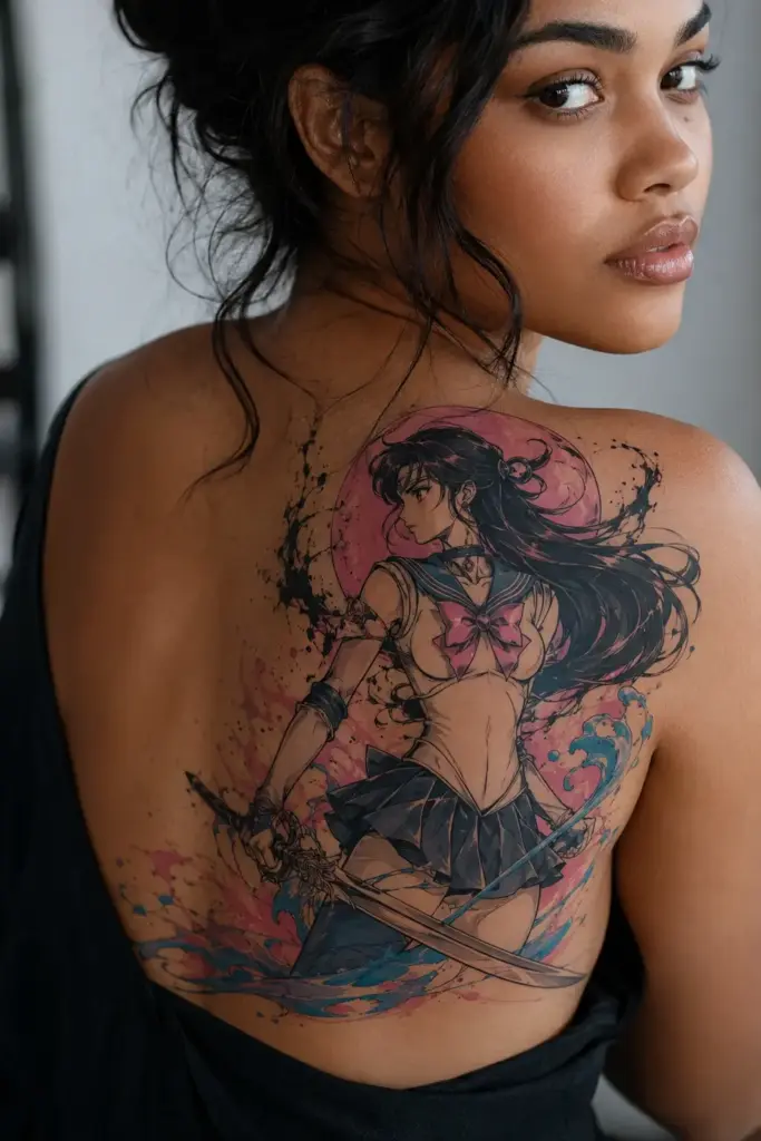 Warrior Blossom Back Tattoo