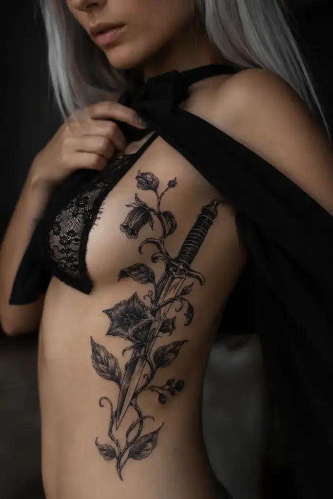 Belladonna Dagger Rib Tattoo