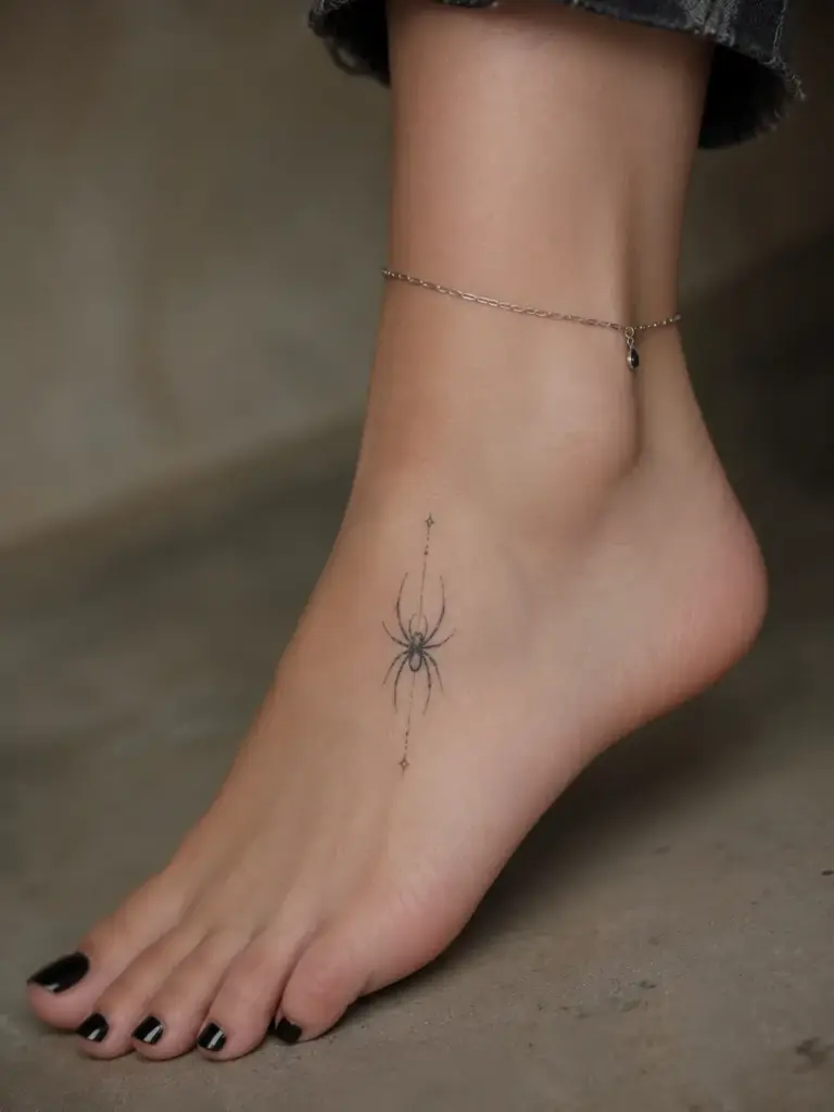 Celestial Foot Spider Tattoo