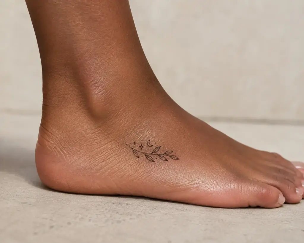 Celestial Vine Side Foot Tattoo