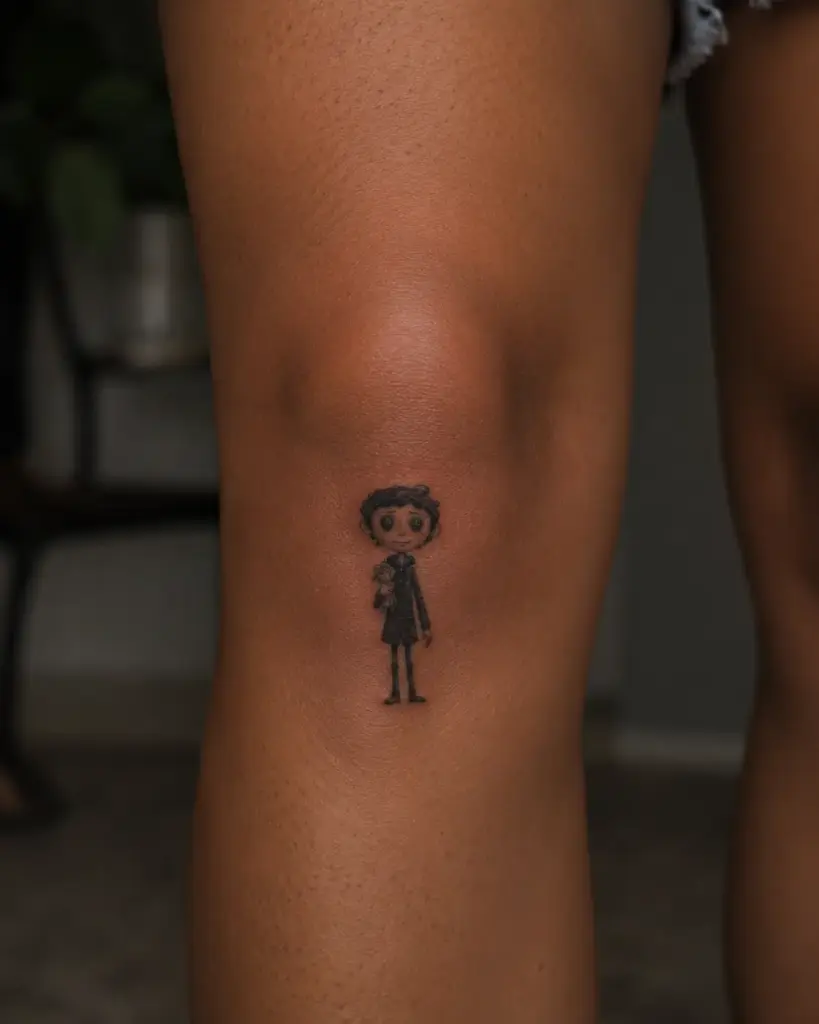 Coraline and the Doll Knee Tattoo