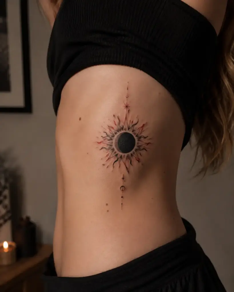 Crimson Corona Rib Tattoo