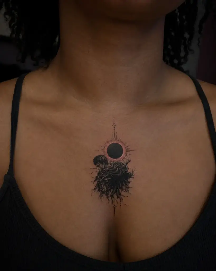 Dark Warrior Eclipse Chest Eclipse Tattoo Ideas