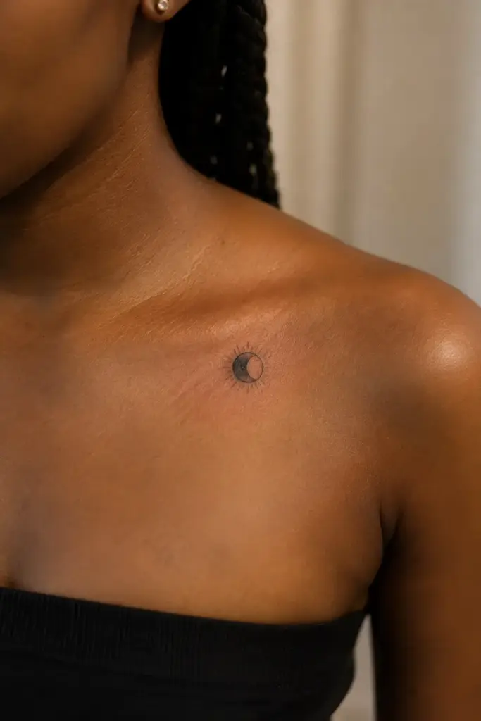 Delicate Crescent Collarbone Tattoo