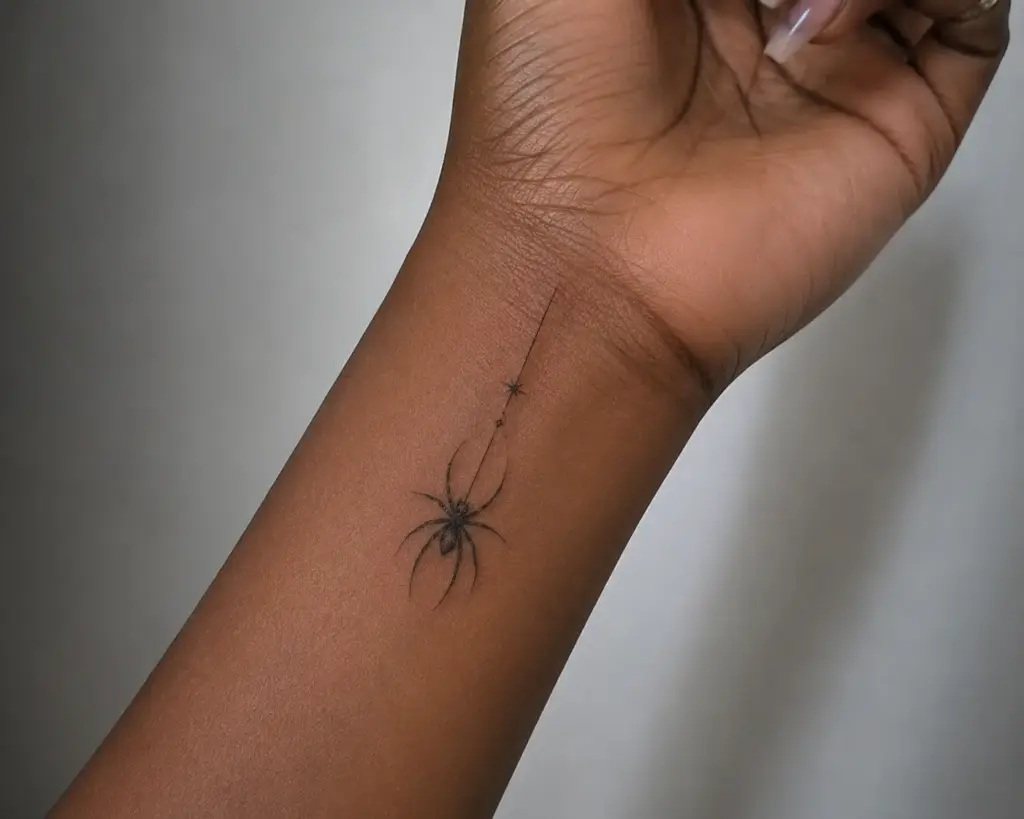 Falling Star Wrist Spider Tattoo