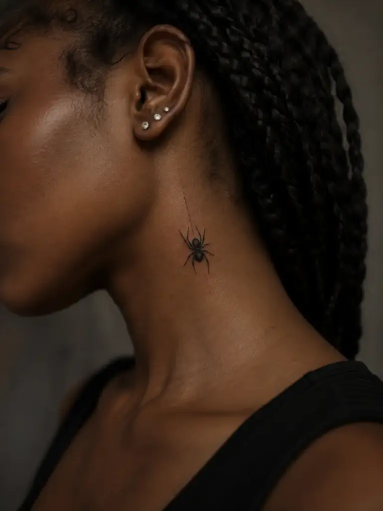 Hanging Neck Spider Tattoo