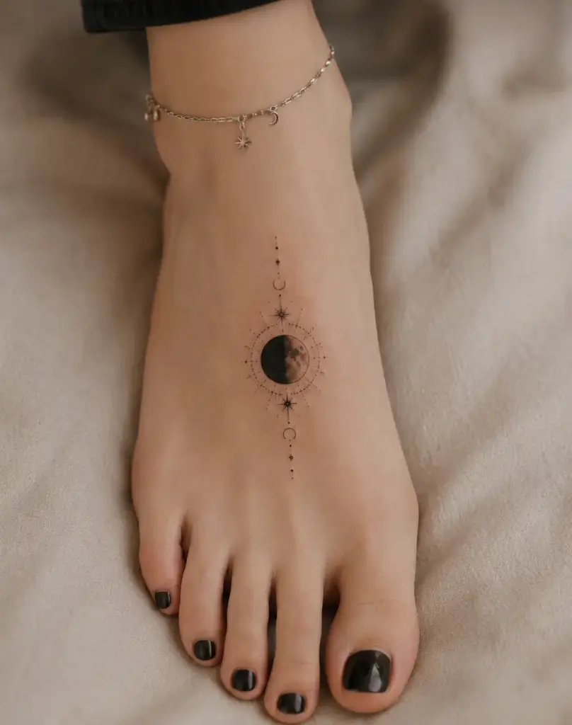 Lunar Alignment Foot Tattoo ideas