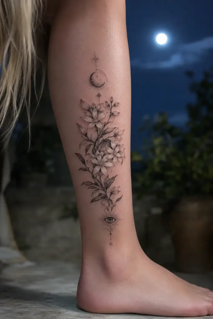 Jasmine Moonlit Eye Calf Tattoo