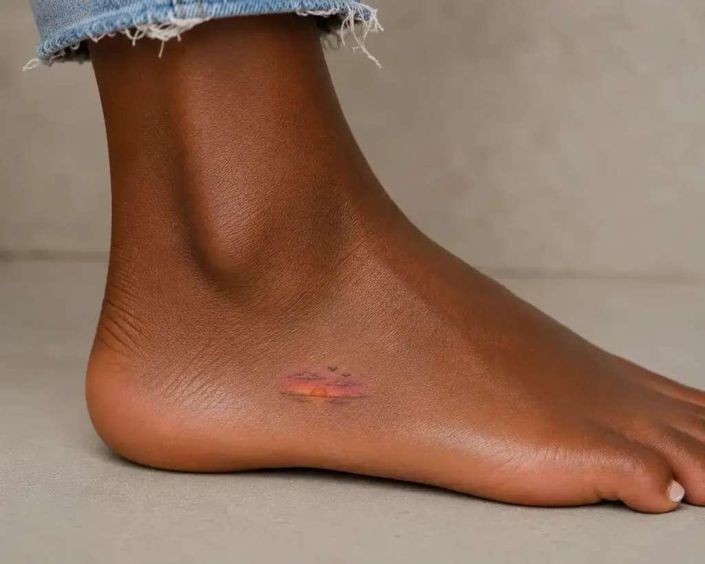 Ocean Sunset Side Foot Tattoo