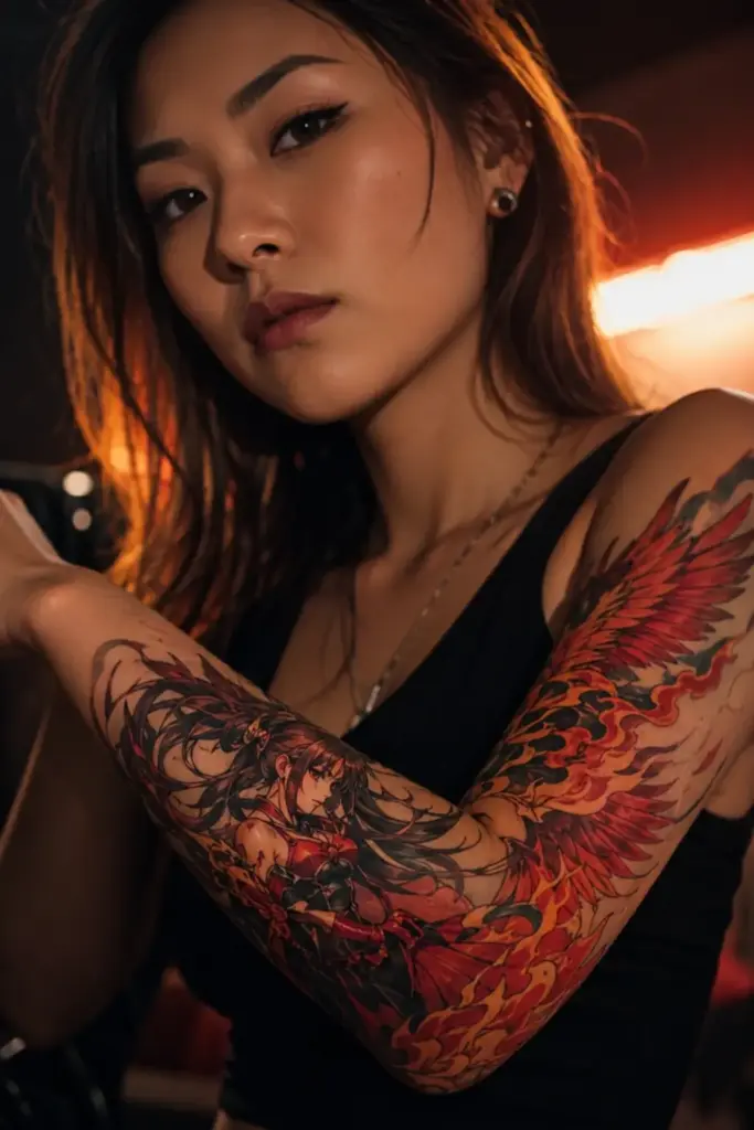 Phoenix Warrior Sleeve Tattoo
