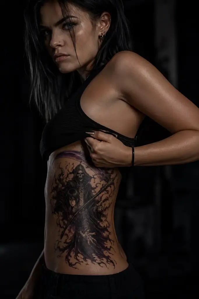 Shinigami Guardian Ribcage Tattoo