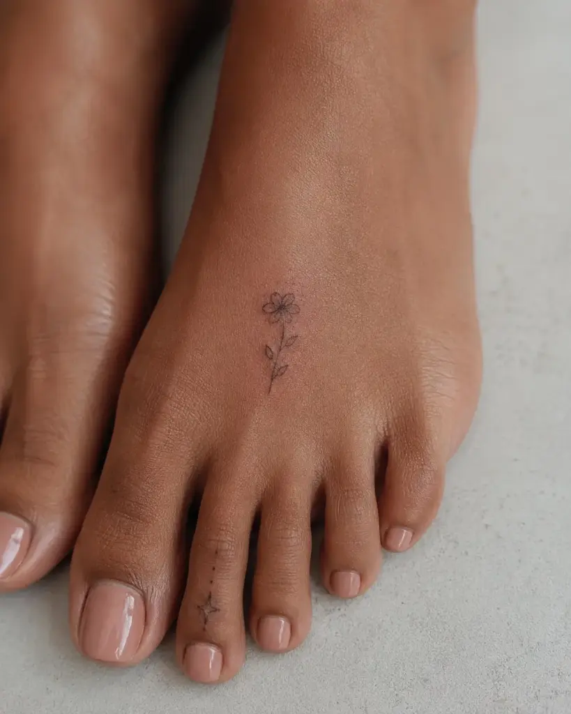 Wildflower Foot Tattoo